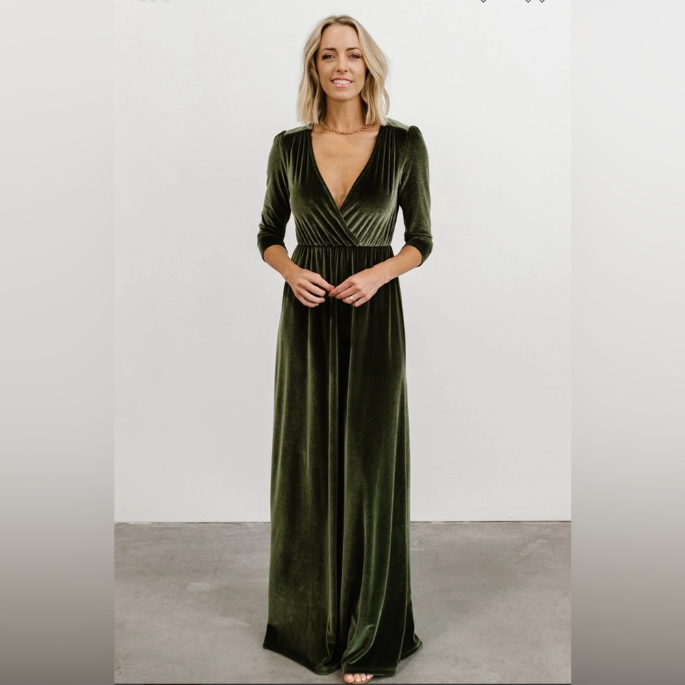 Baltic Born green velvet maxi dress.